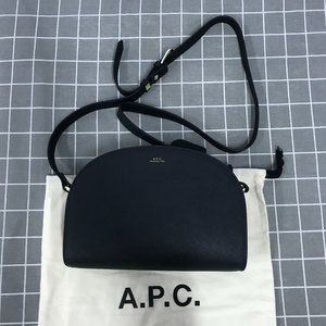 A.P.C. Black Half Moon Shoulder Bag New